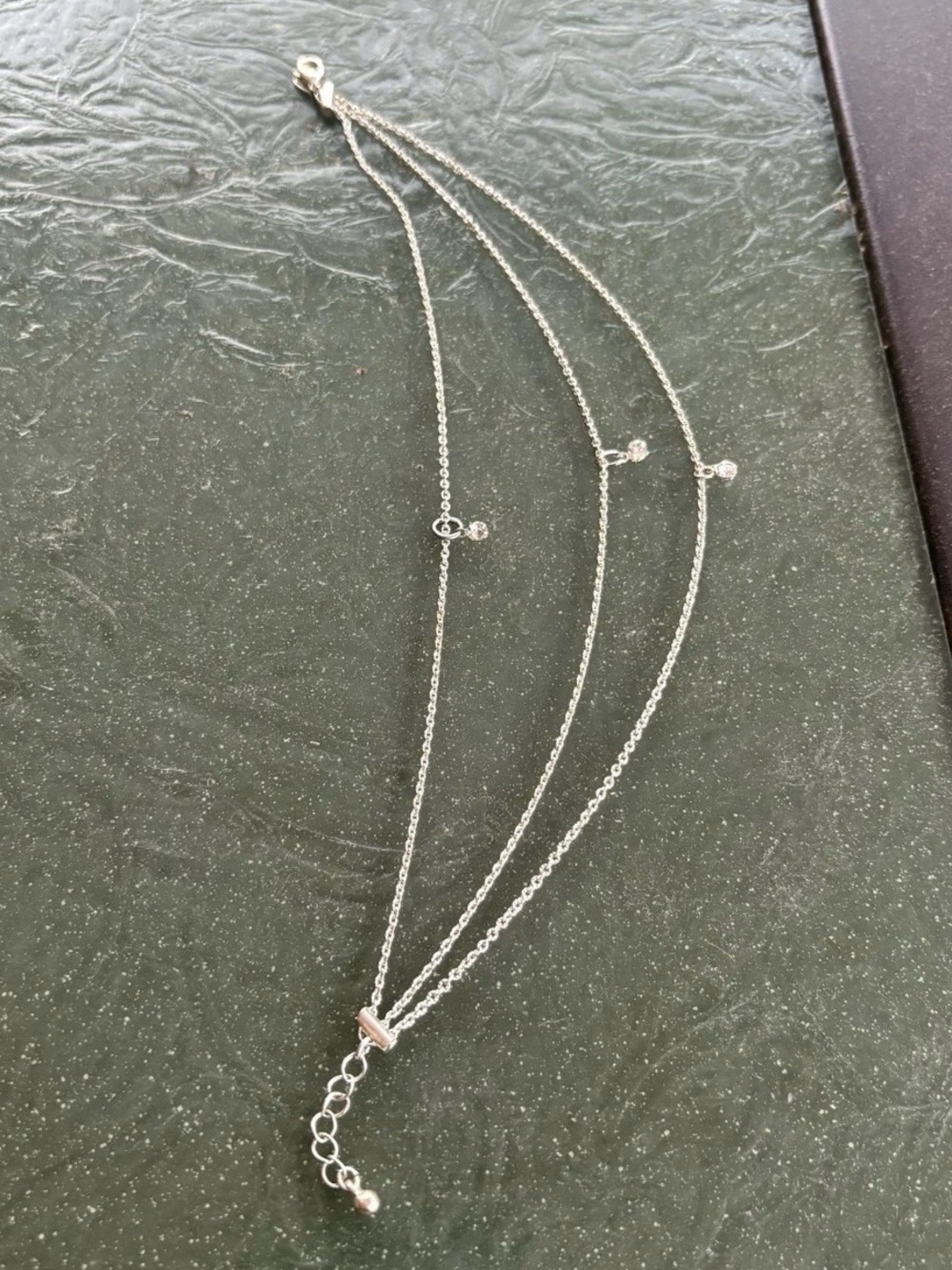 Avon Silver Tone Layered Anklet Bracelet with Charms Adjustable Elegant